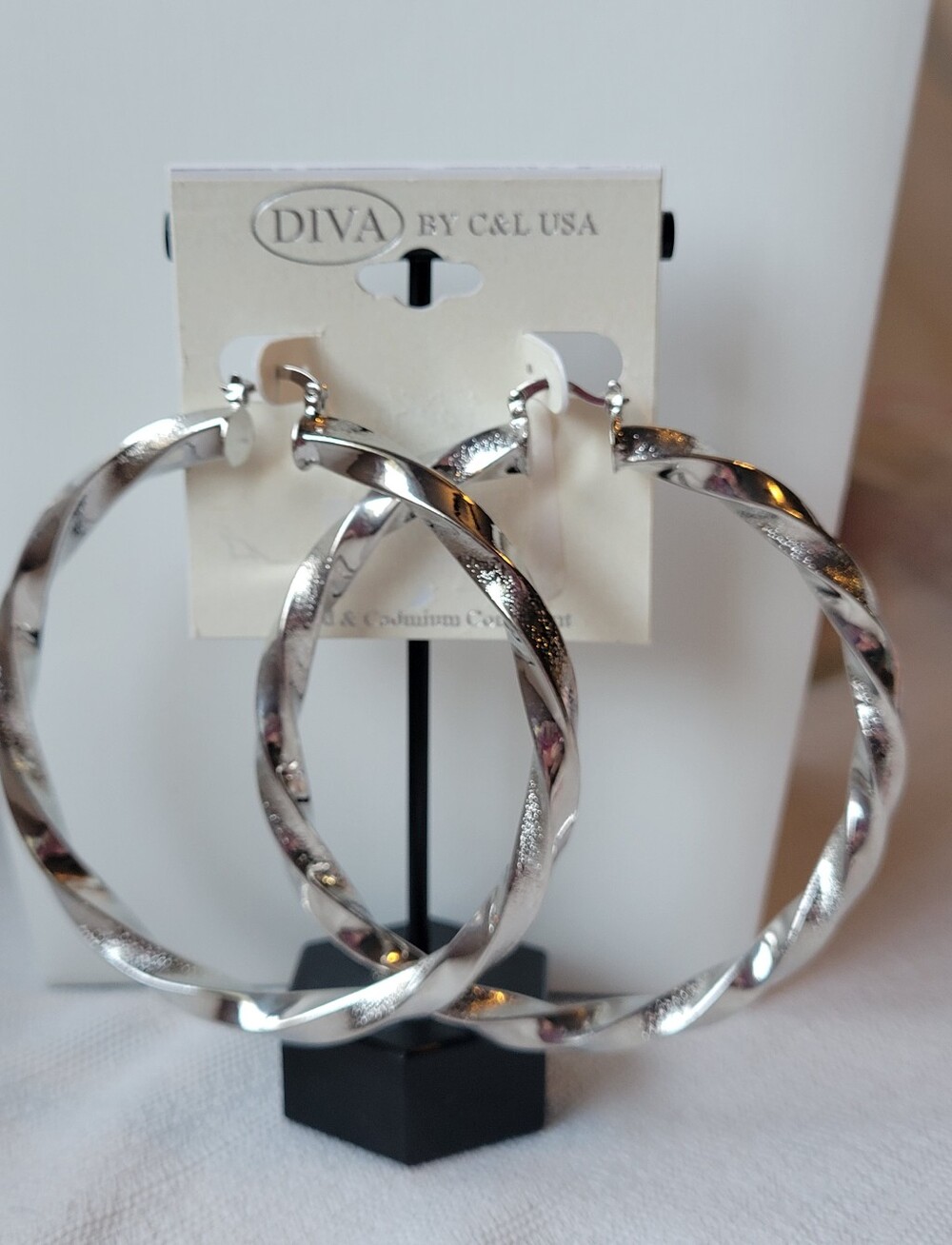 Diva By C&L Silver Twisted Hoop Earrings